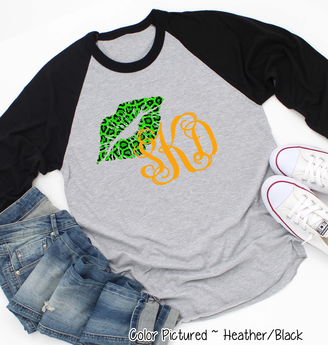 Monogram Leopard St Patricks Day Lips Tee