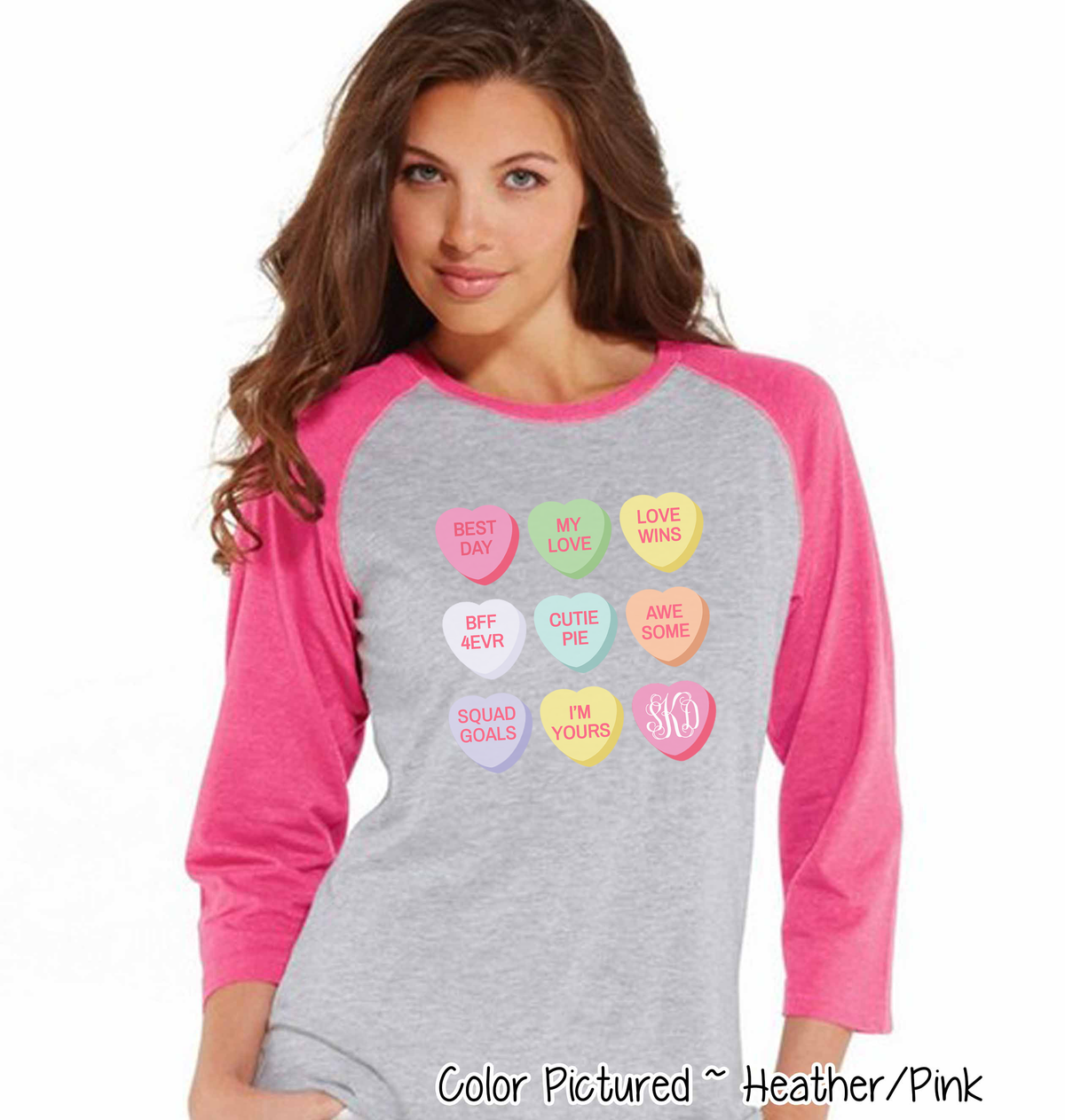 Monogram Conversation Hearts Grid Valentine Shirt