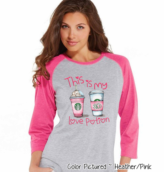 Monogram Love Potion Starbucks Coffee Valentine Shirt