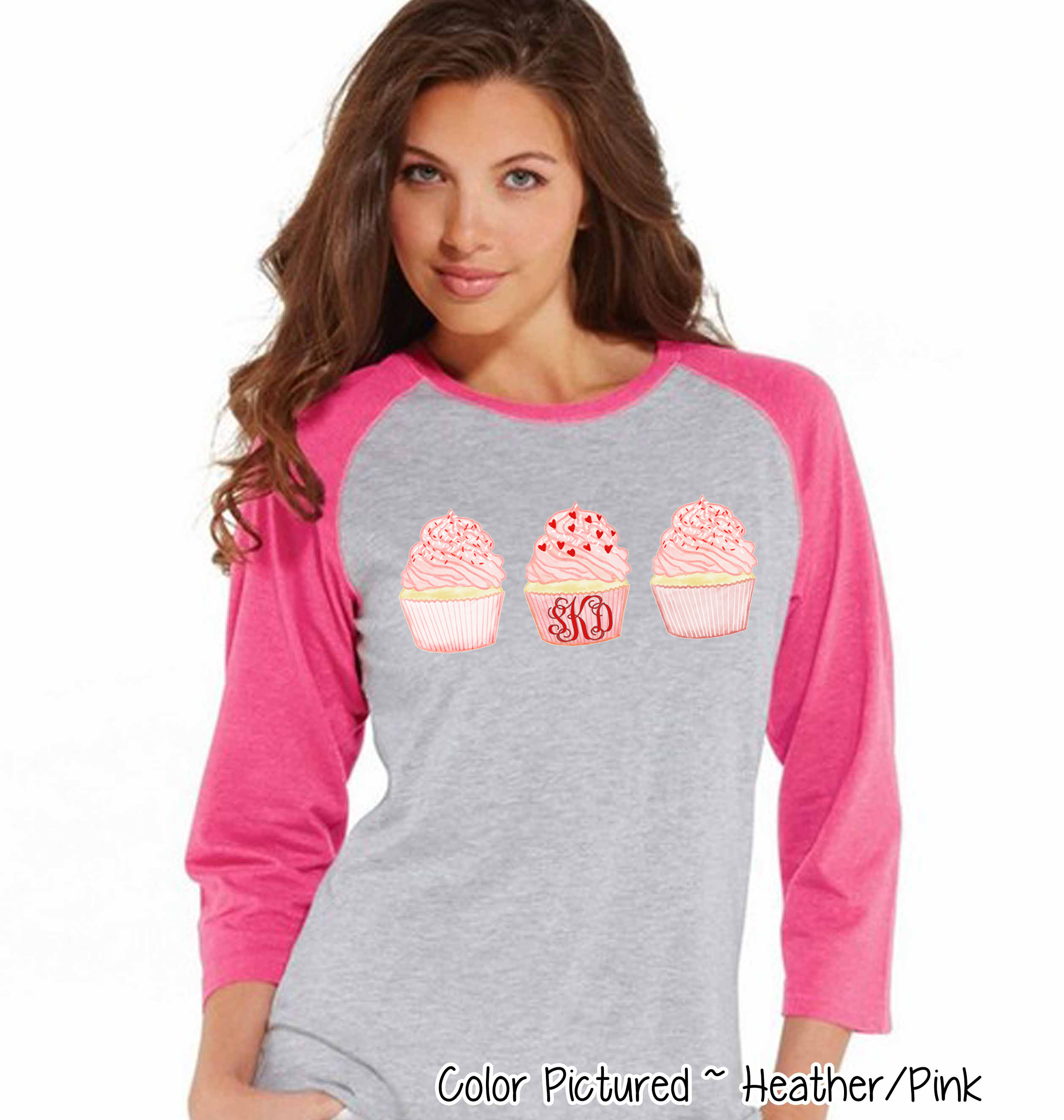 Monogram Cupcake Trio Valentine Shirt