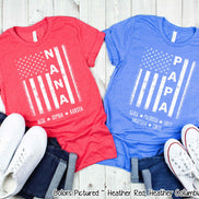 Custom Distressed White Patriotic Flag with Dad, Mom, Grandpa Etc and Kids Names Tee