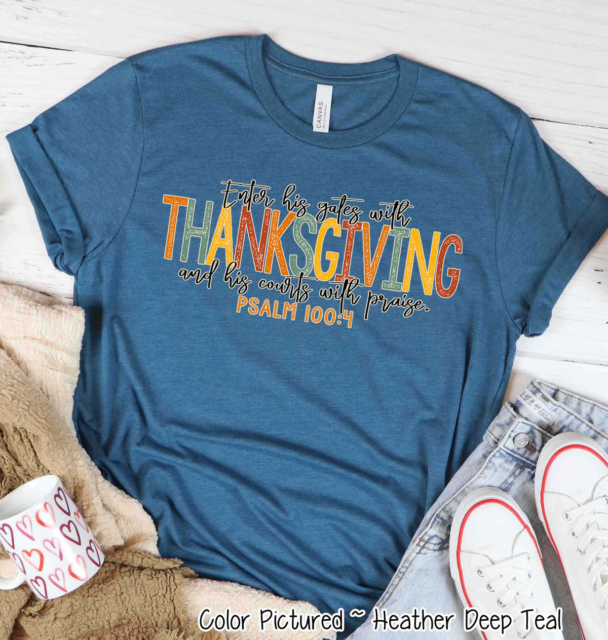 Enter His Gats with Thanksgiving Faith Fall Tee