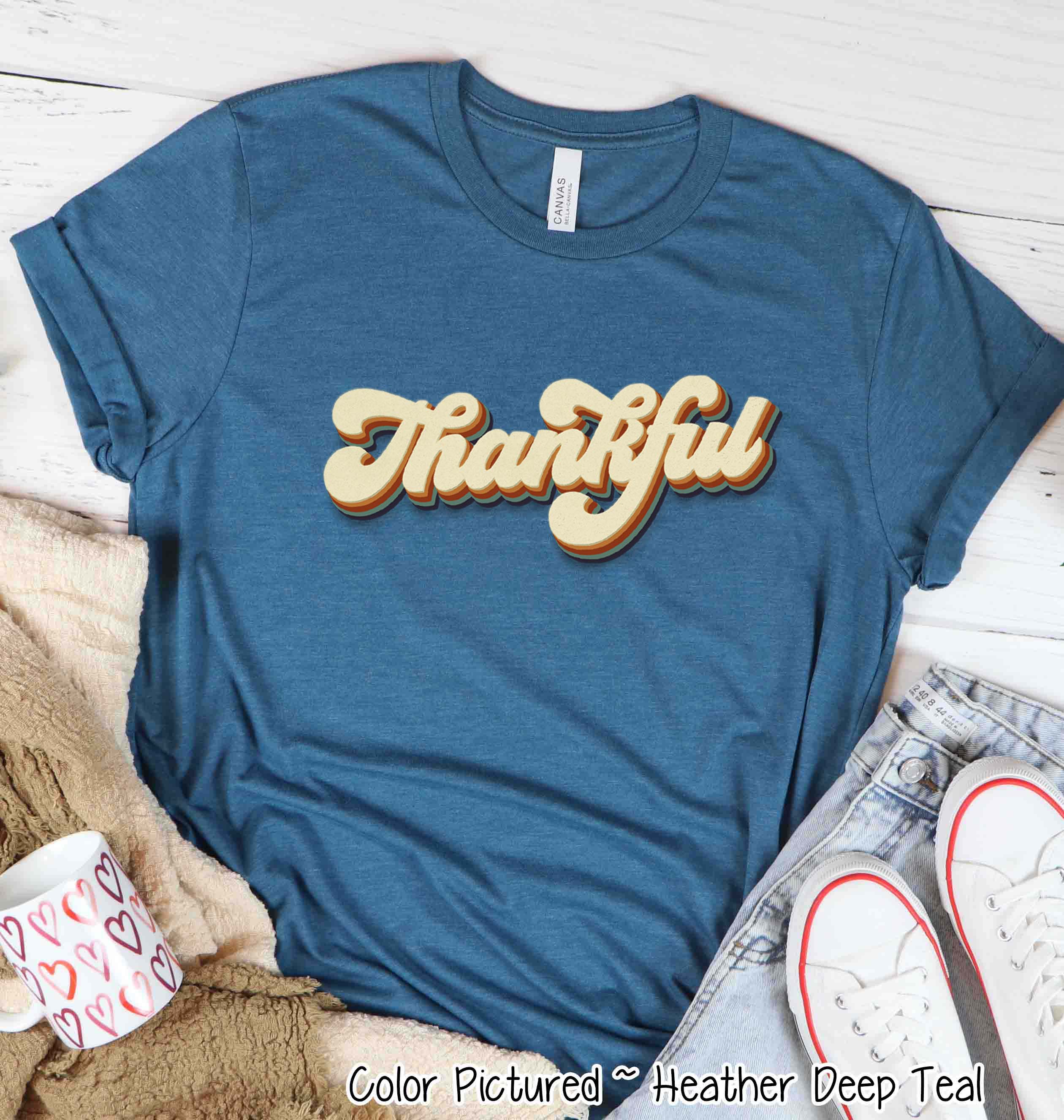 Retro Thankful Fall Thanksgiving Tee