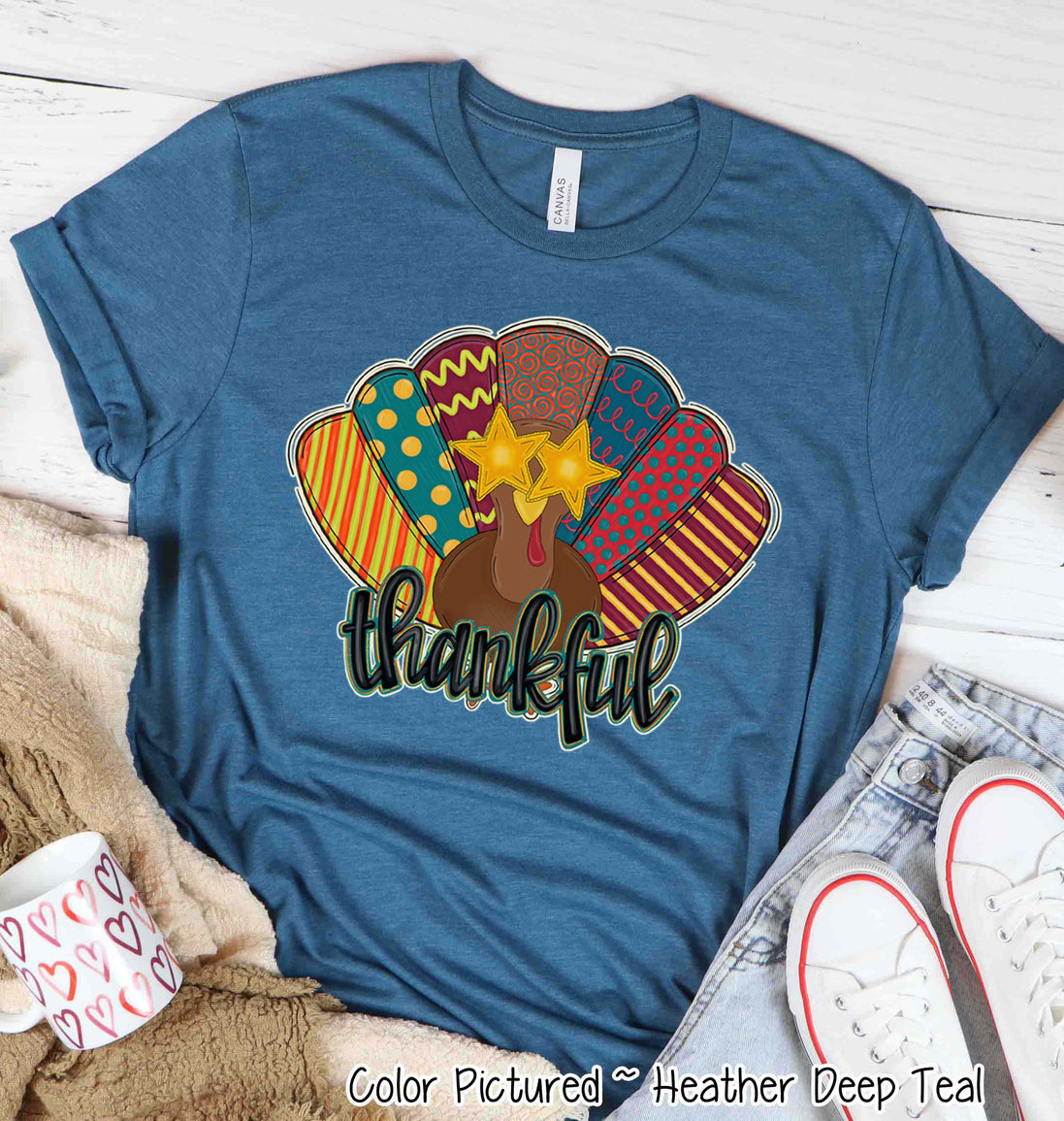 Fun Thankful Turkey Fall Thanksgiving Tee