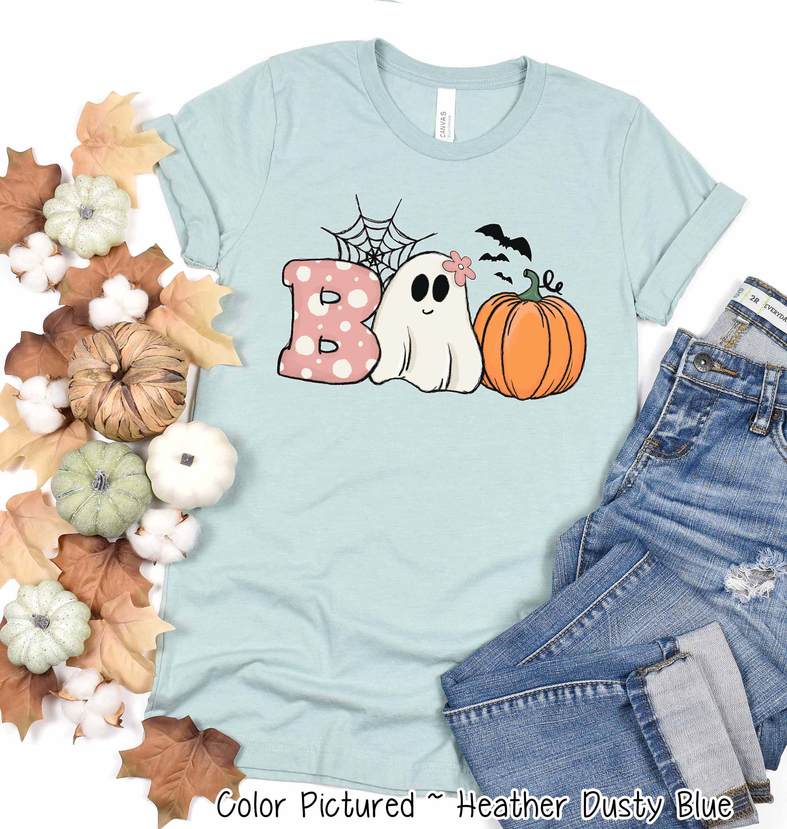 Boo Cute Ghost and Pumpkin Halloween Tee