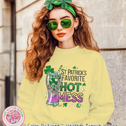 Hot Mess Faux Sequin Funny St Patricks Day Tee or Sweatshirt