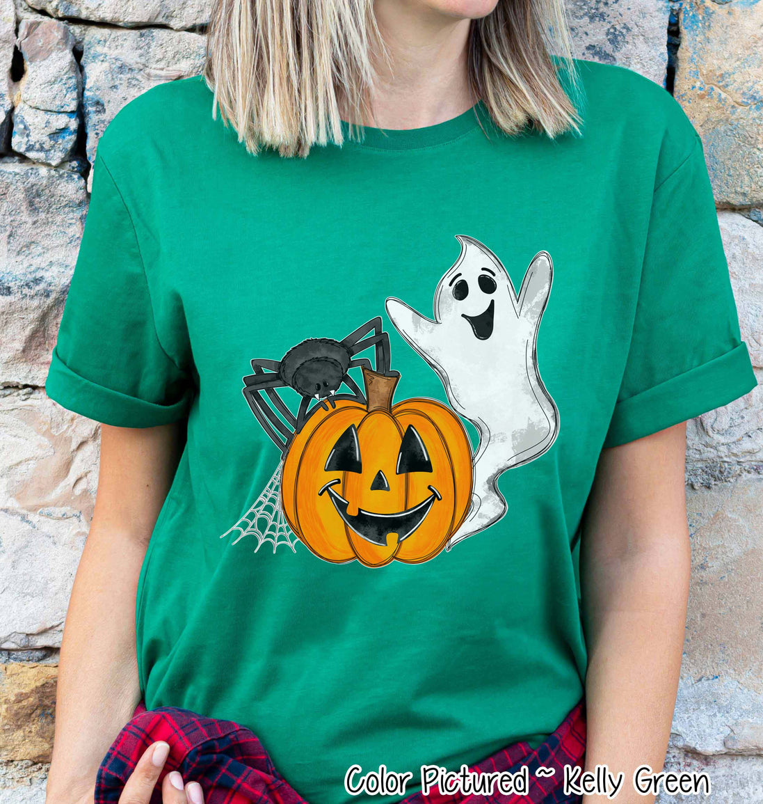 Pumpkin Ghost and Spider Halloween Tee