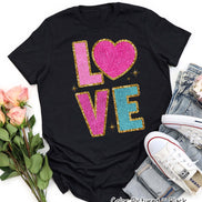 Faux Chenille Patch LOVE Valentine Tee or Sweatshirt