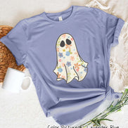 Boho Floral Ghost White Halloween Tee