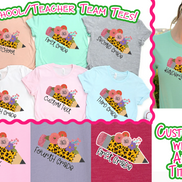 Monogram Floral Leopard Pencil Custom School Staff Tee