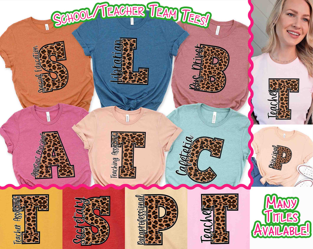 Leopard Varsity Letter School Staff Tee
