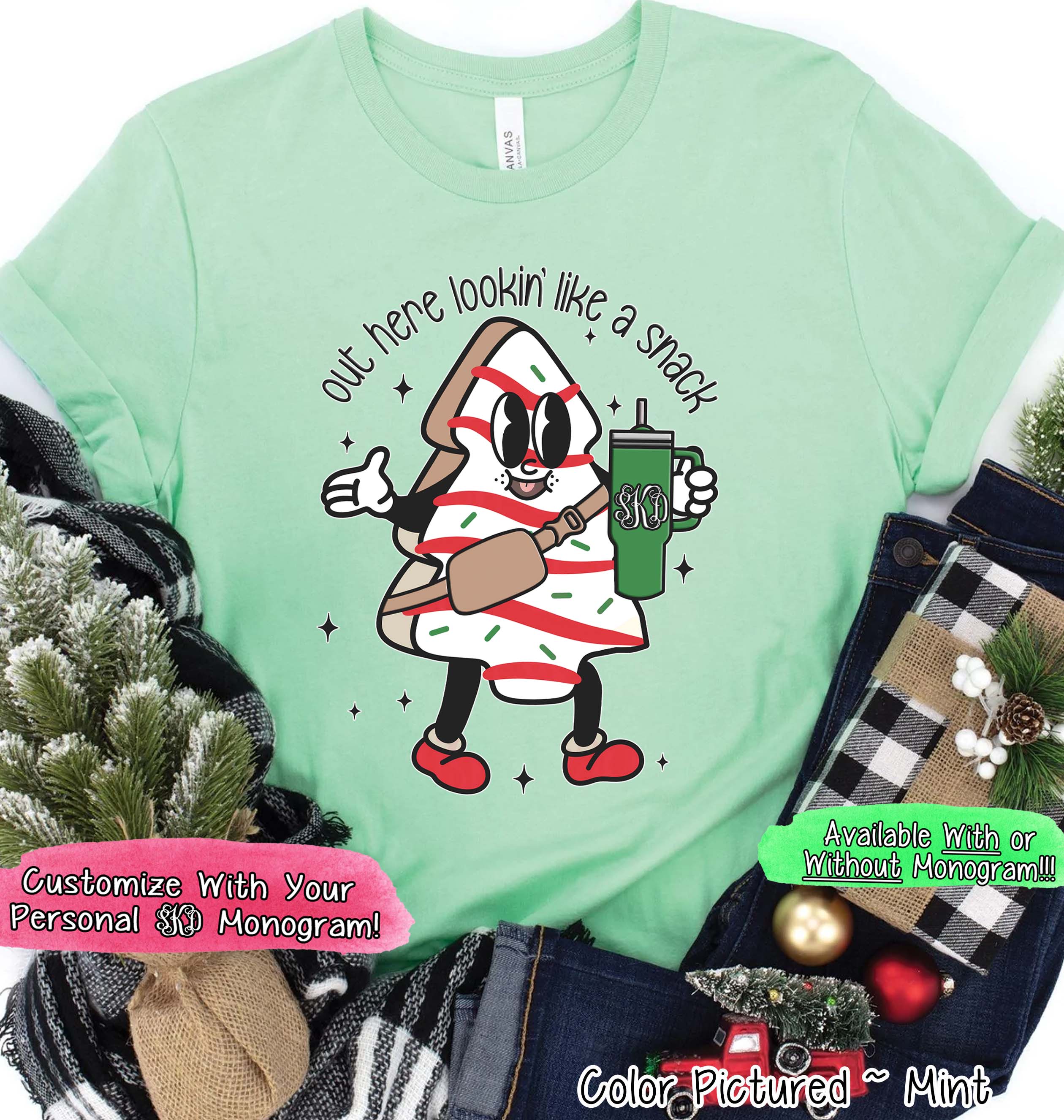 Monogram Bougie Christmas Tree Cake Tee or Sweatshirt