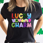 Lucky Charm Faux Glitter St Patricks Day Tee or Sweatshirt