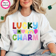Lucky Charm Faux Glitter St Patricks Day Tee or Sweatshirt