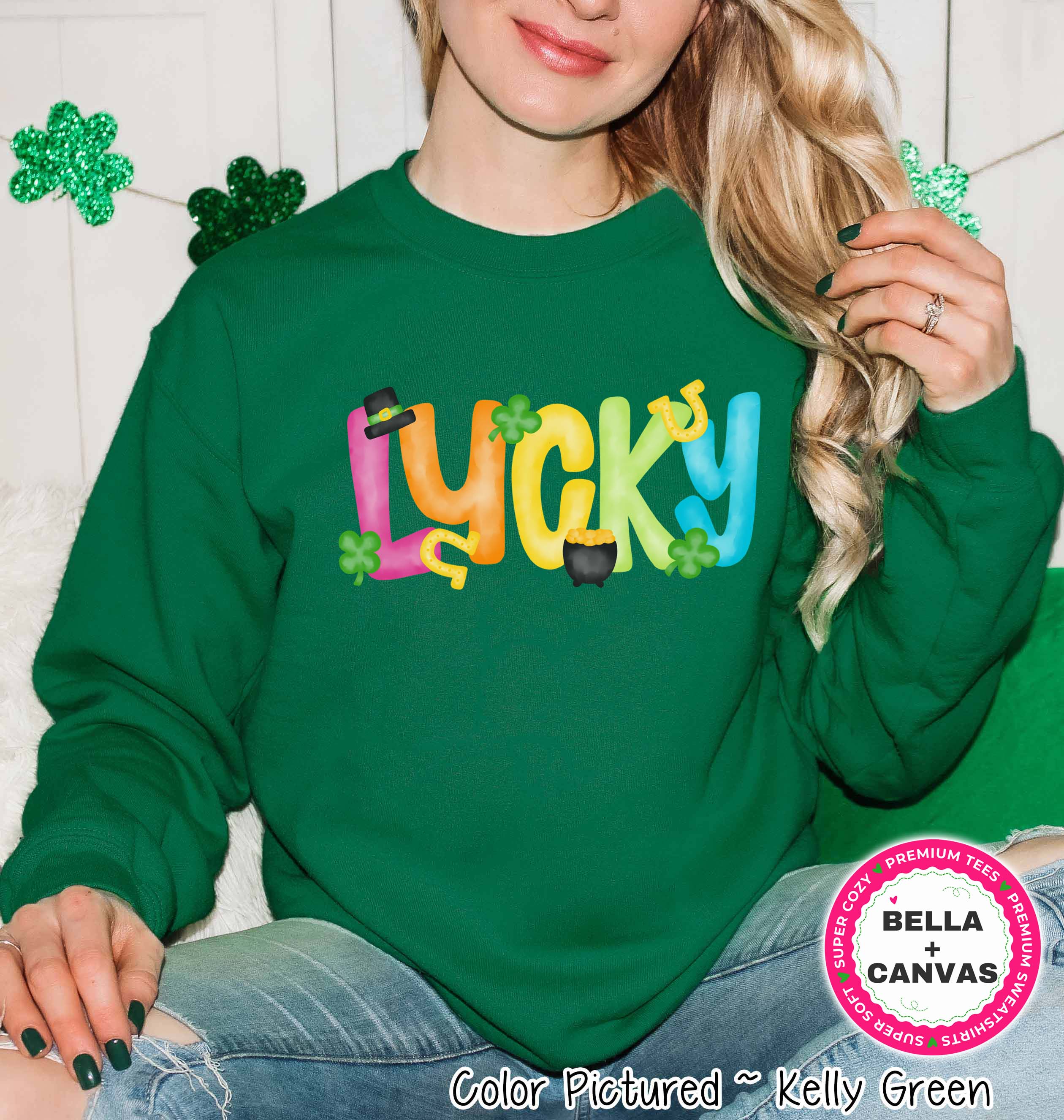 Watercolor Lucky St Patricks Day Tee or Sweatshirt