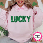 Lucky Faux Glitter Patch St Patricks Day Tee or Sweatshirt