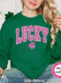 Pink Faux Glitter Lucky St Patricks Day Tee or Sweatshirt