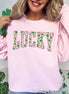 Pink Lucky Shamrock St Patricks Day Tee or Sweatshirt