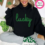 Lucky Faux Tinsel St Patricks Day Tee or Sweatshirt