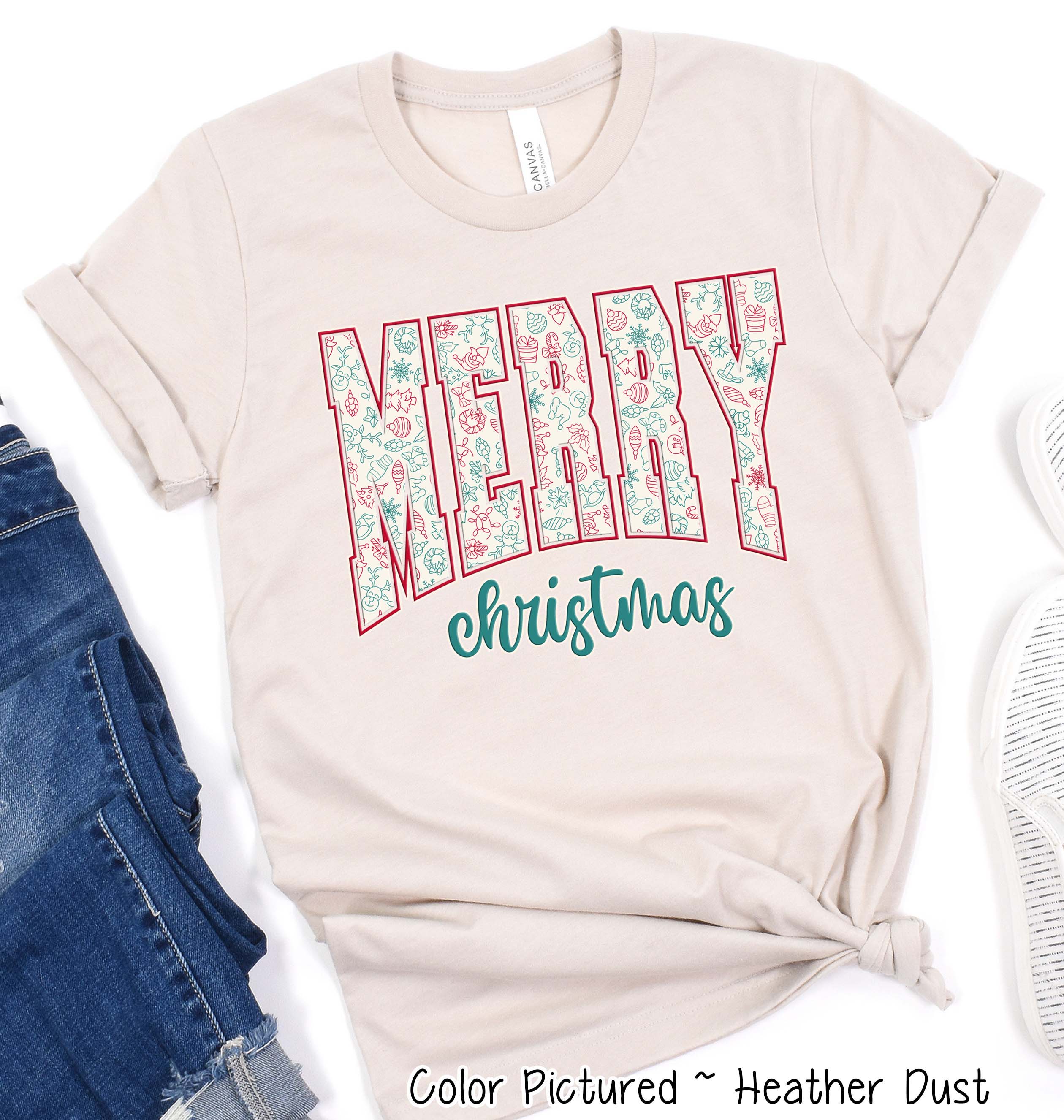 Retro Pattern Merry Christmas Tee or Sweatshirt