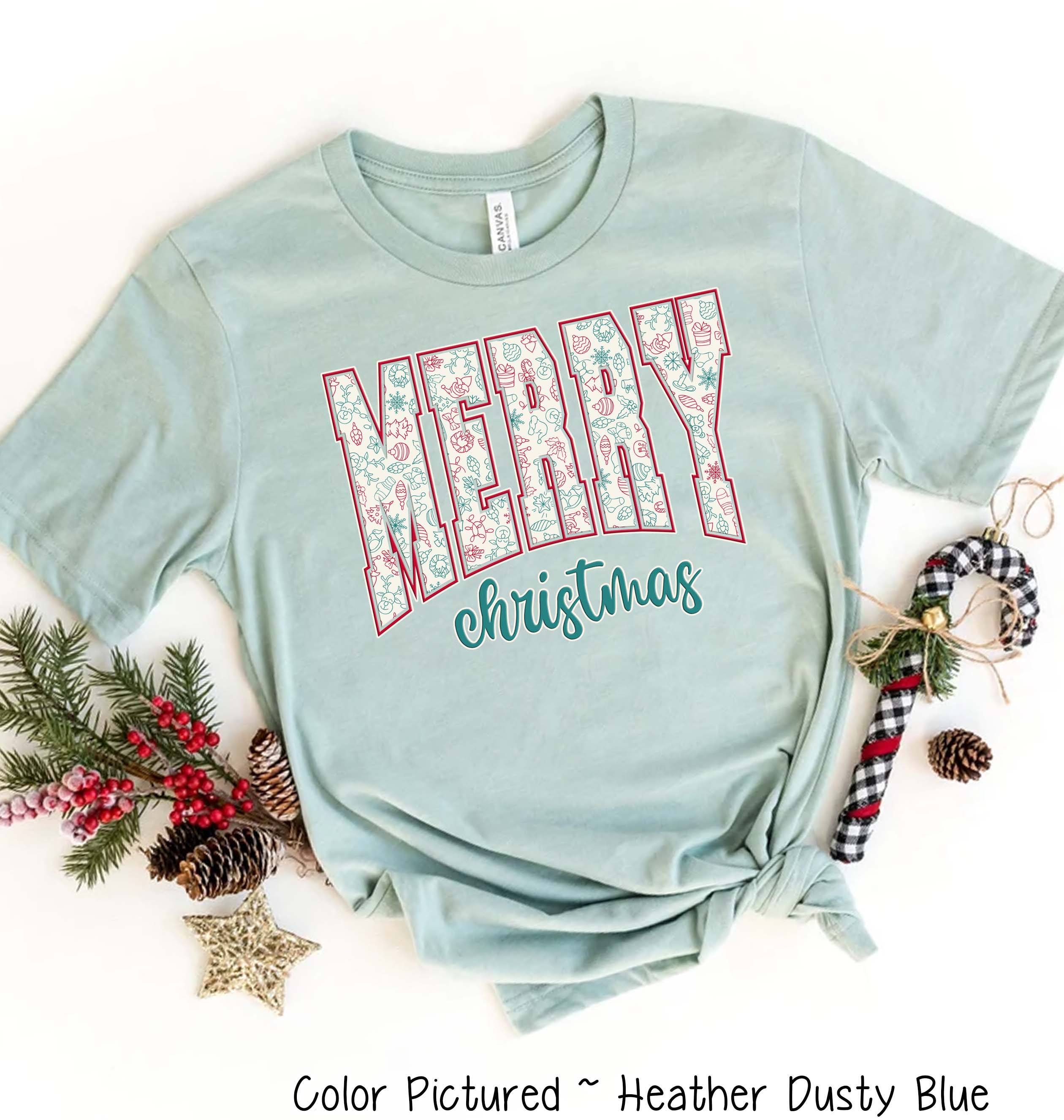 Retro Pattern Merry Christmas Tee or Sweatshirt