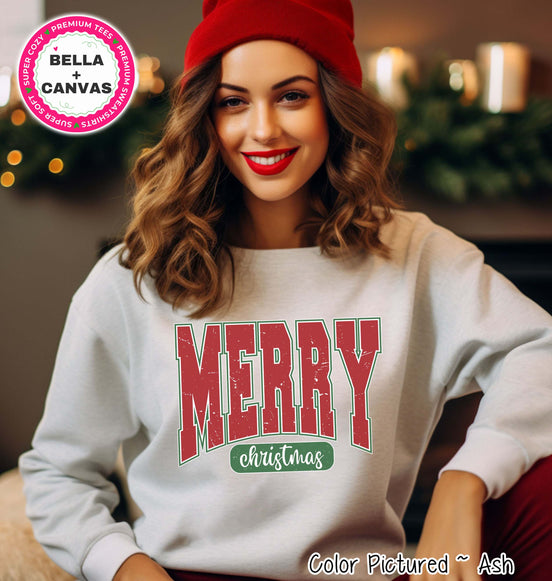 Retro Red Merry Christmas Tee or Sweatshirt