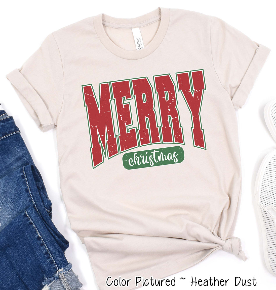 Retro Red Merry Christmas Tee or Sweatshirt