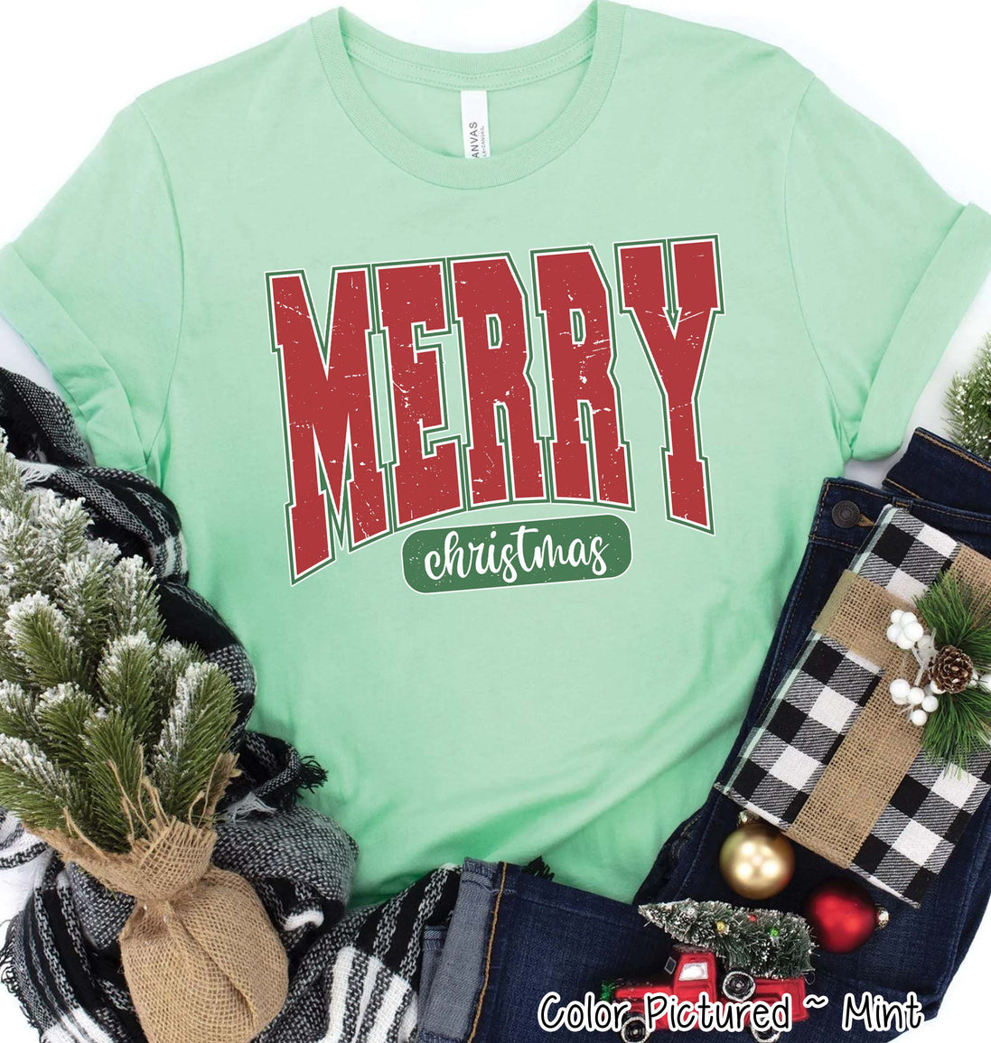 Retro Red Merry Christmas Tee or Sweatshirt
