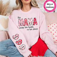 This Mama Wears Her Hearts on Her Sleeve Valentine Tee or Sweatshirt