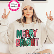 Merry & Bright Doodle Christmas Tee or Sweatshirt