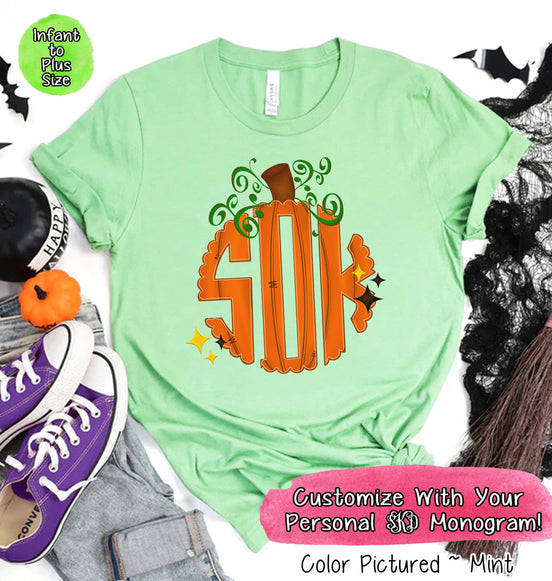 Big Monogram Pumpkin Halloween Tee