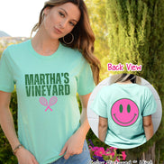 Preppy Martha's Vineyard Tennis 2 Sided Print Tee
