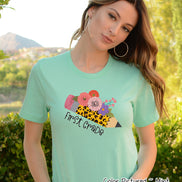 Monogram Floral Leopard Pencil Custom School Staff Tee