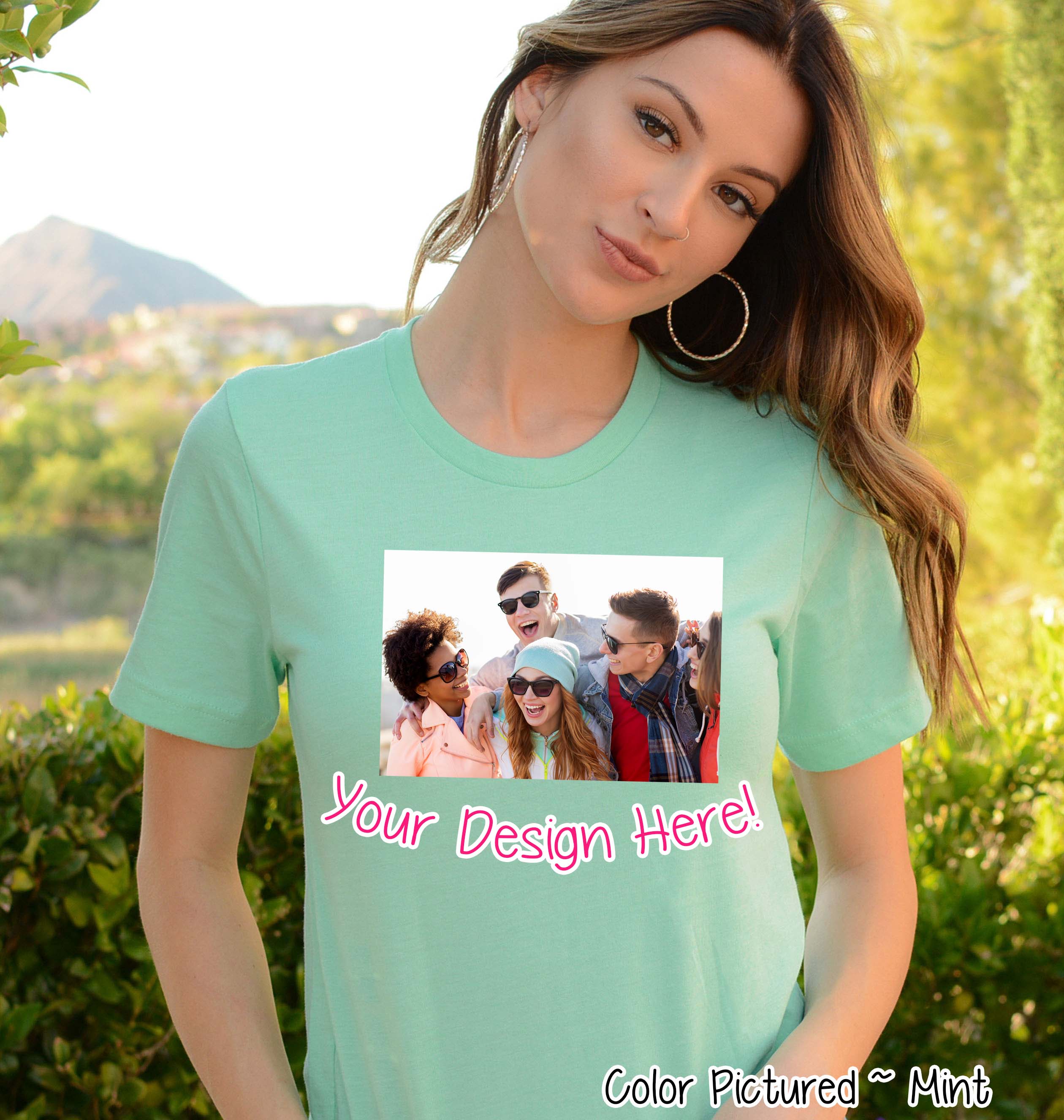 Custom Print Bella Canvas Bulk ~ 1 Sided Crew Neck