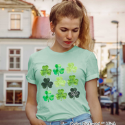 Monogram Watercolor Shamrocks St Patricks Day Tee