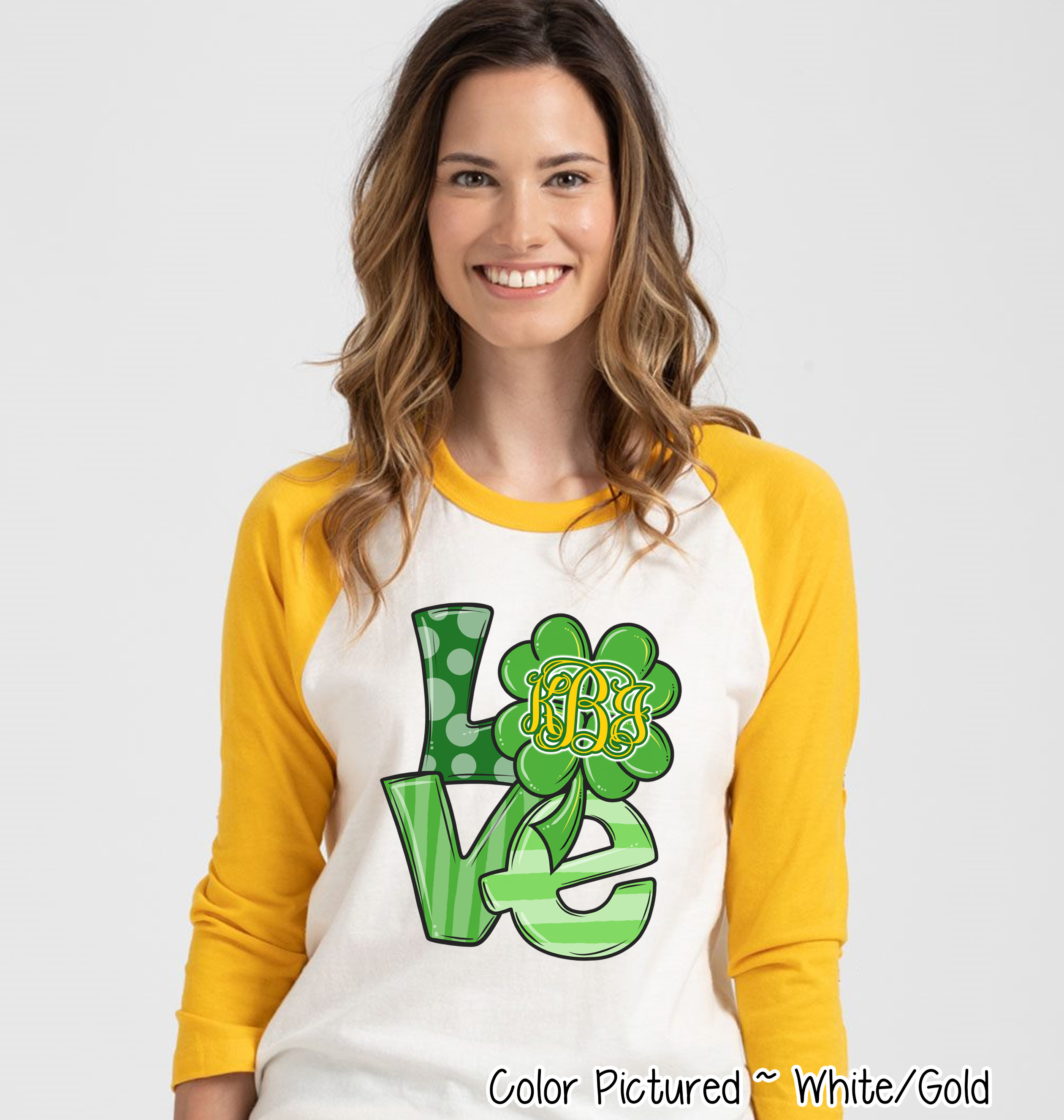 Monogram LOVE & Clover St Patricks Day Tee
