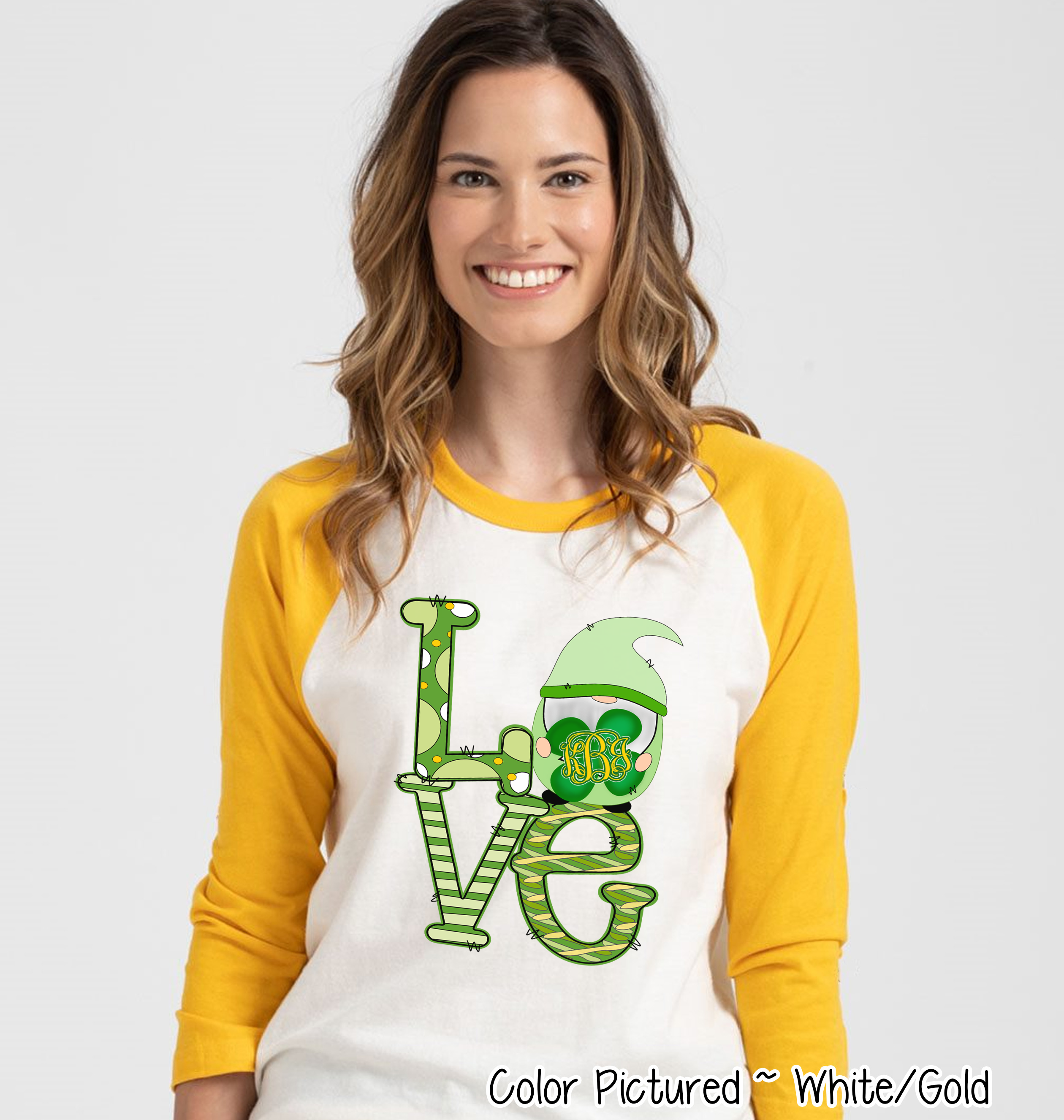 Monogram LOVE & Gnome St Patricks Day Tee