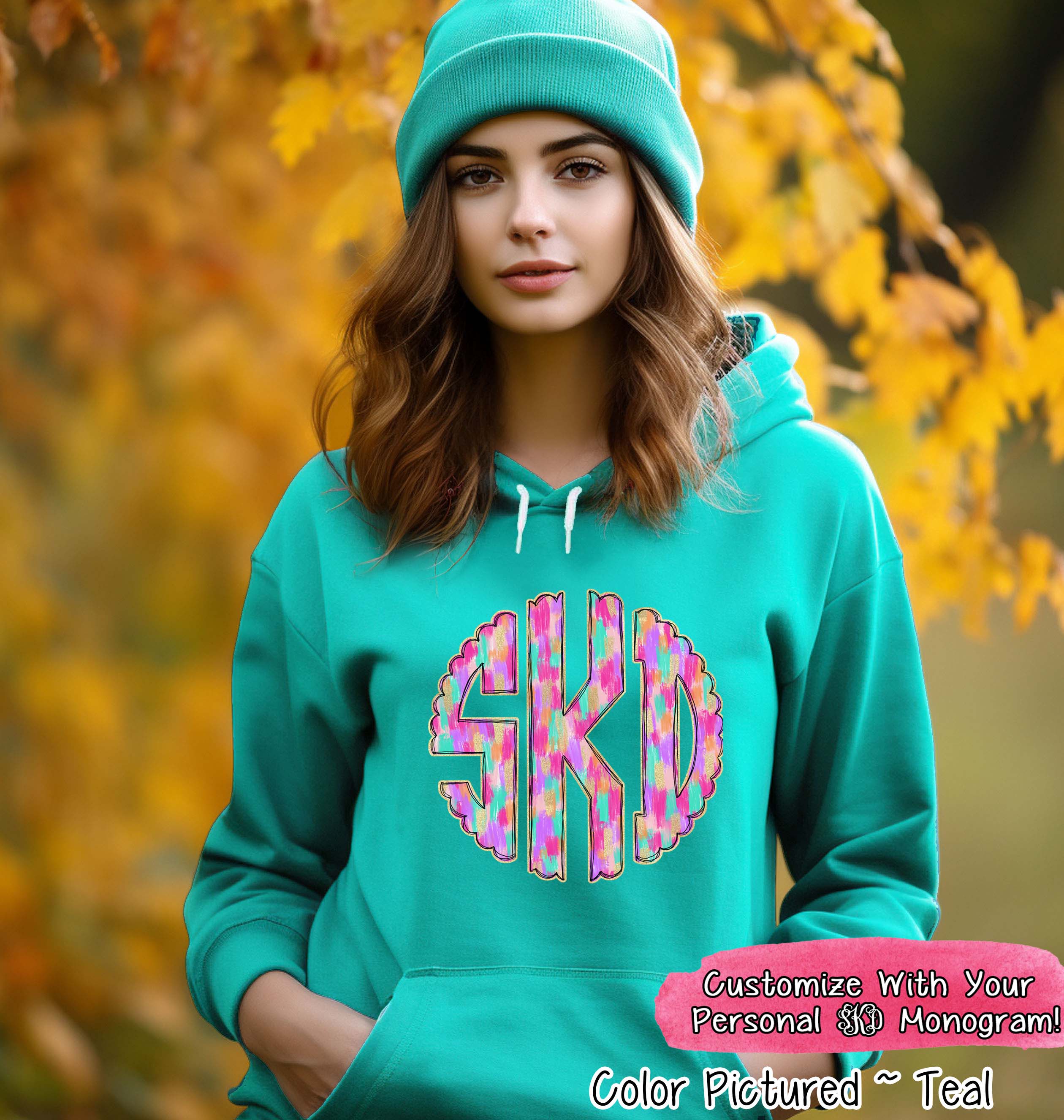 BIG Monogram Preppy Fall Pattern Sweatshirt or Tee