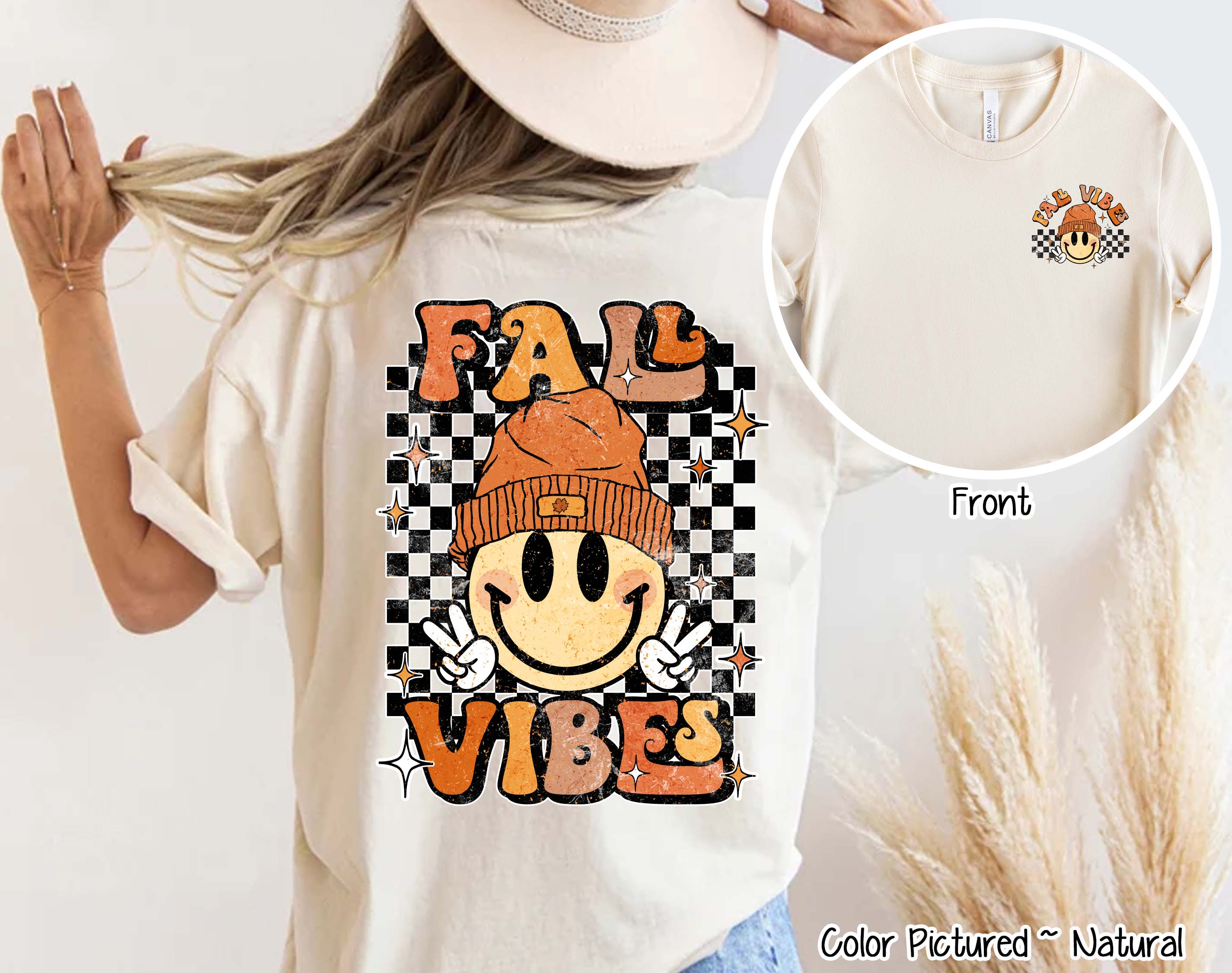 Retro Fall Vibes Smile 2 Sided Tee
