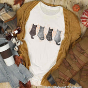 Watercolor Black Cats Sweet Fall Halloween Tee