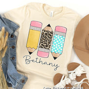 Personalized Pencil Trio Back To School Name Tee