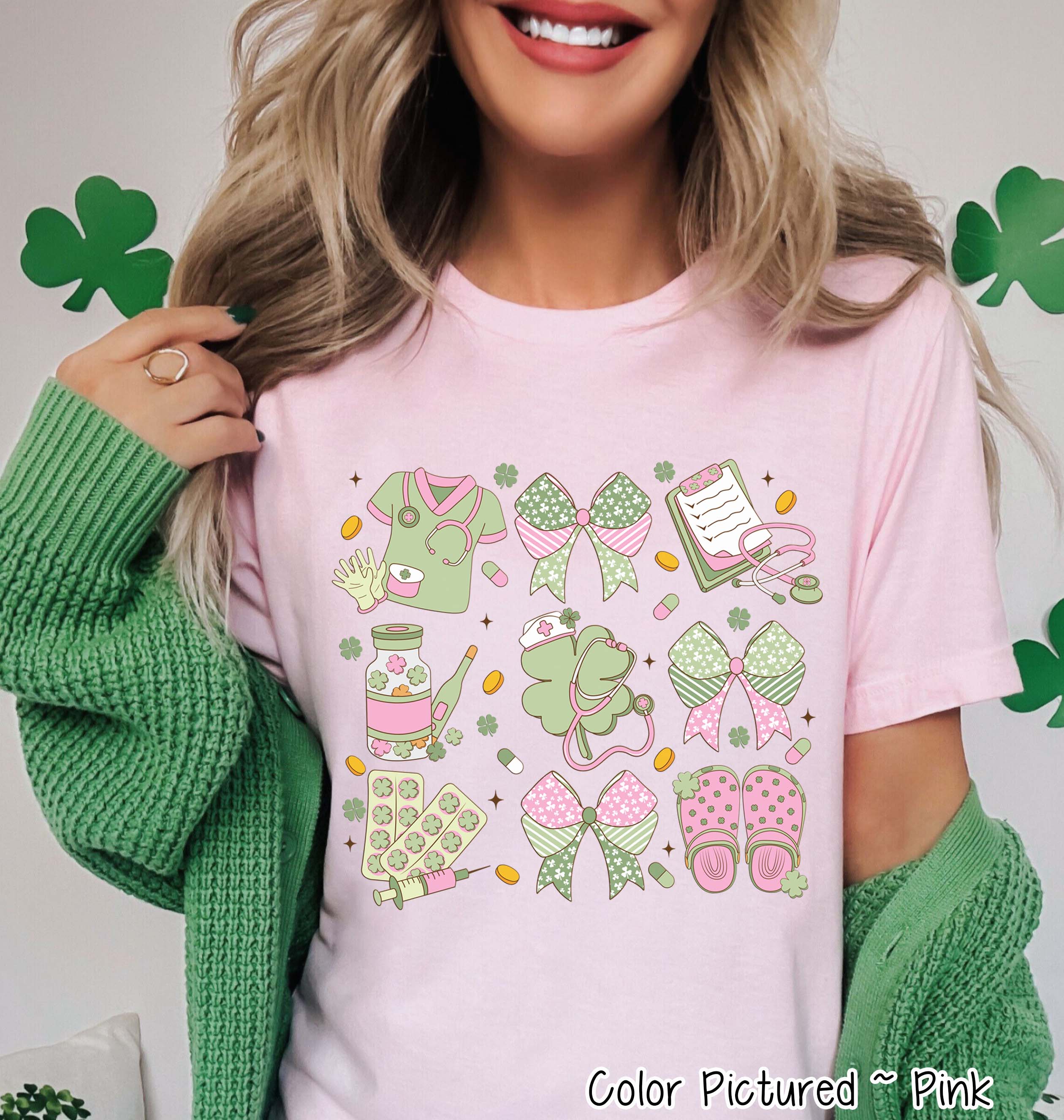 Coquette Nurse Theme St Patricks Day Tee or Sweatshirt