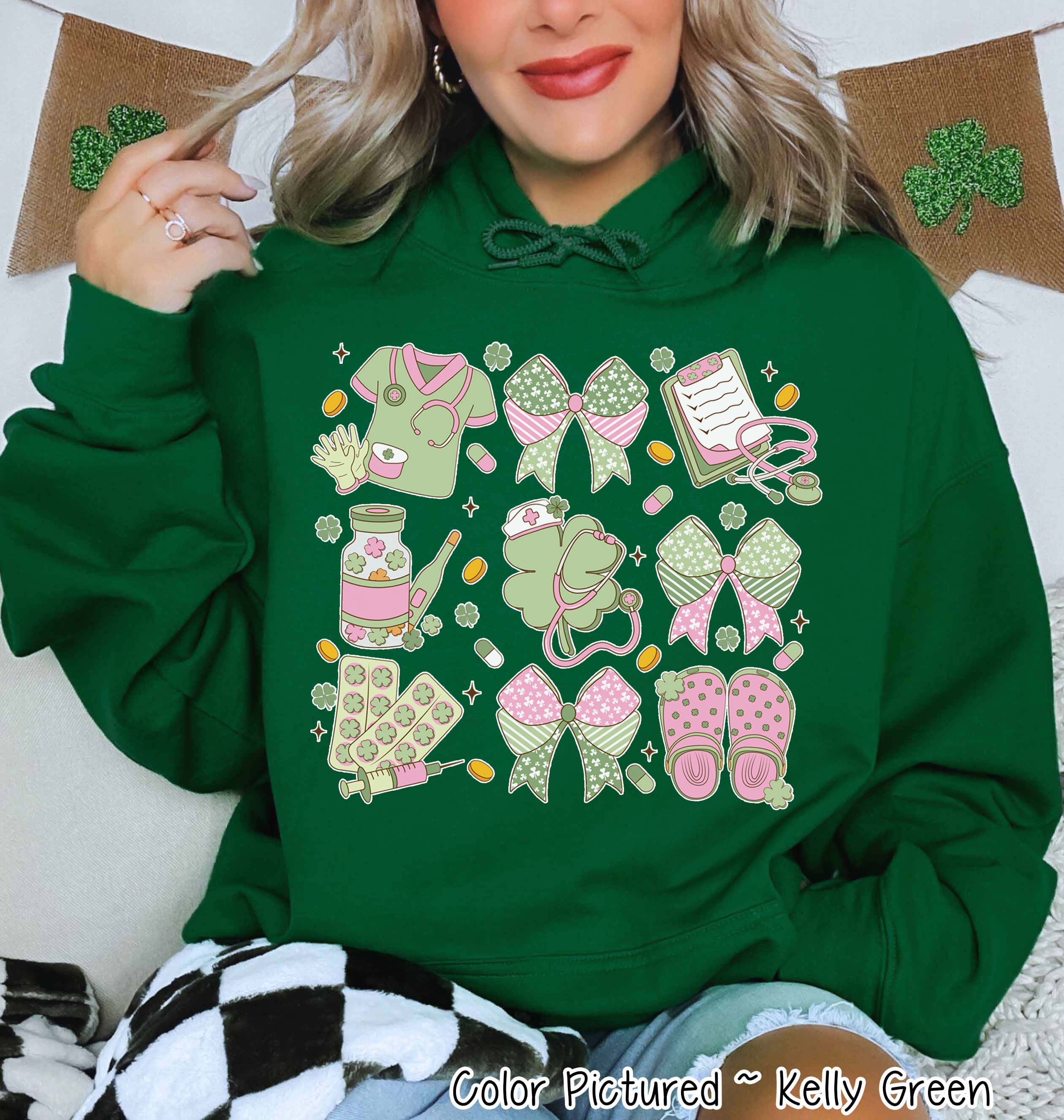 Coquette Nurse Theme St Patricks Day Tee or Sweatshirt