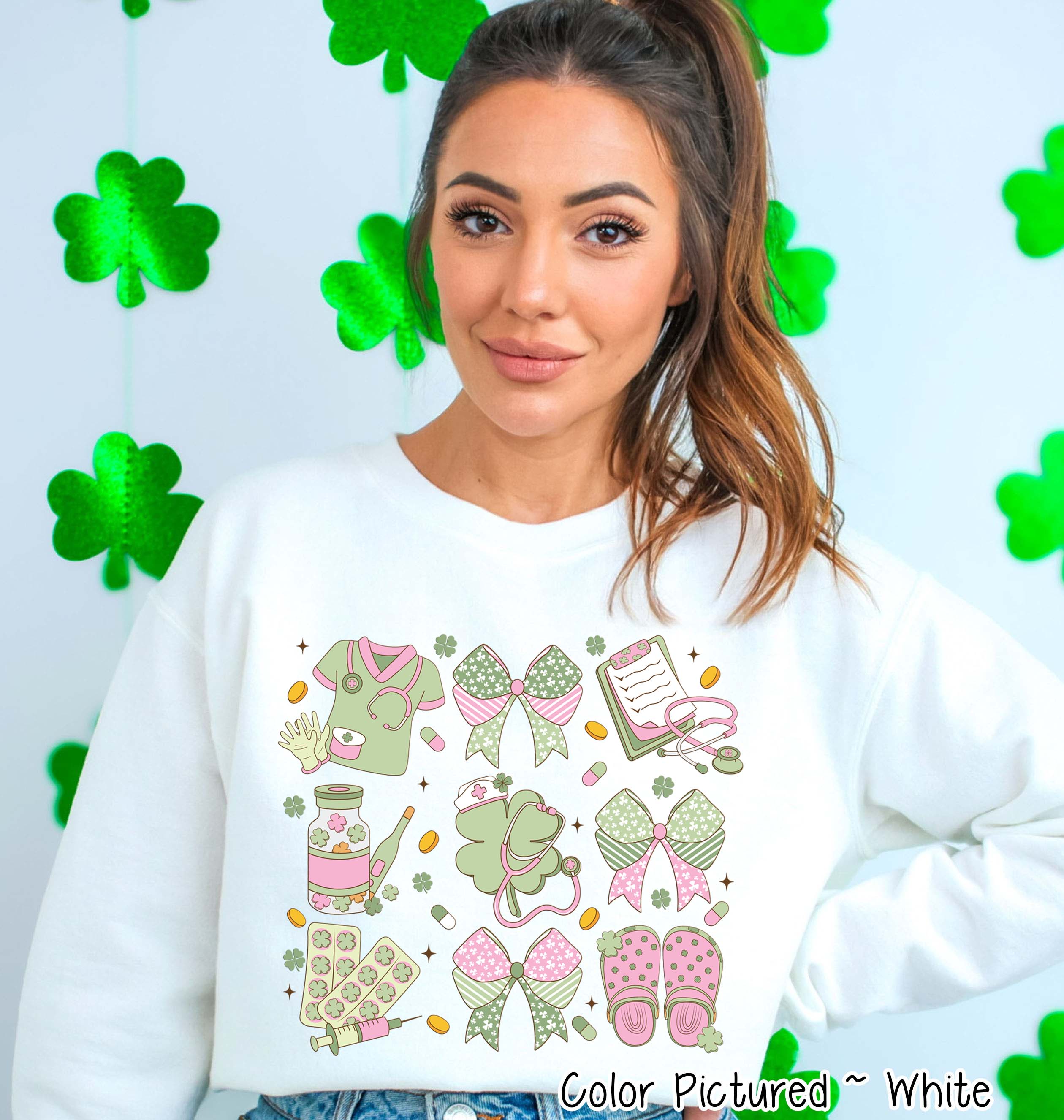 Coquette Nurse Theme St Patricks Day Tee or Sweatshirt