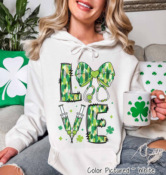 Nurse Love St Patricks Day Tee or Sweatshirt