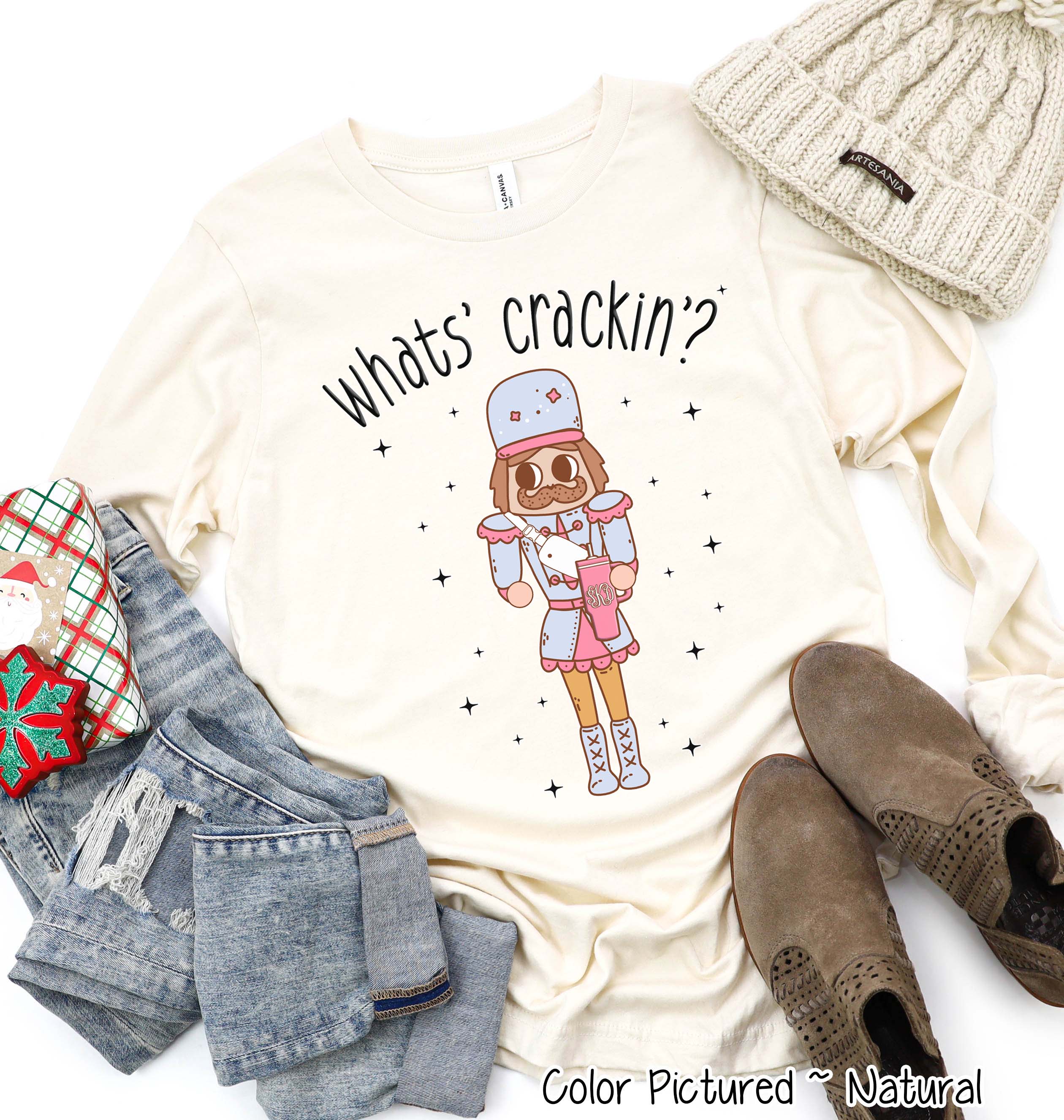 Monogram Bougie What's Crackin Nutcracker Christmas Tee or Sweatshirt
