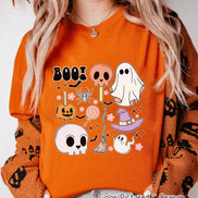 Retro Cute Boo Skull Halloween Tee