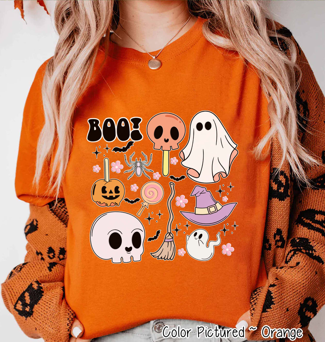 Retro Cute Boo Skull Halloween Tee