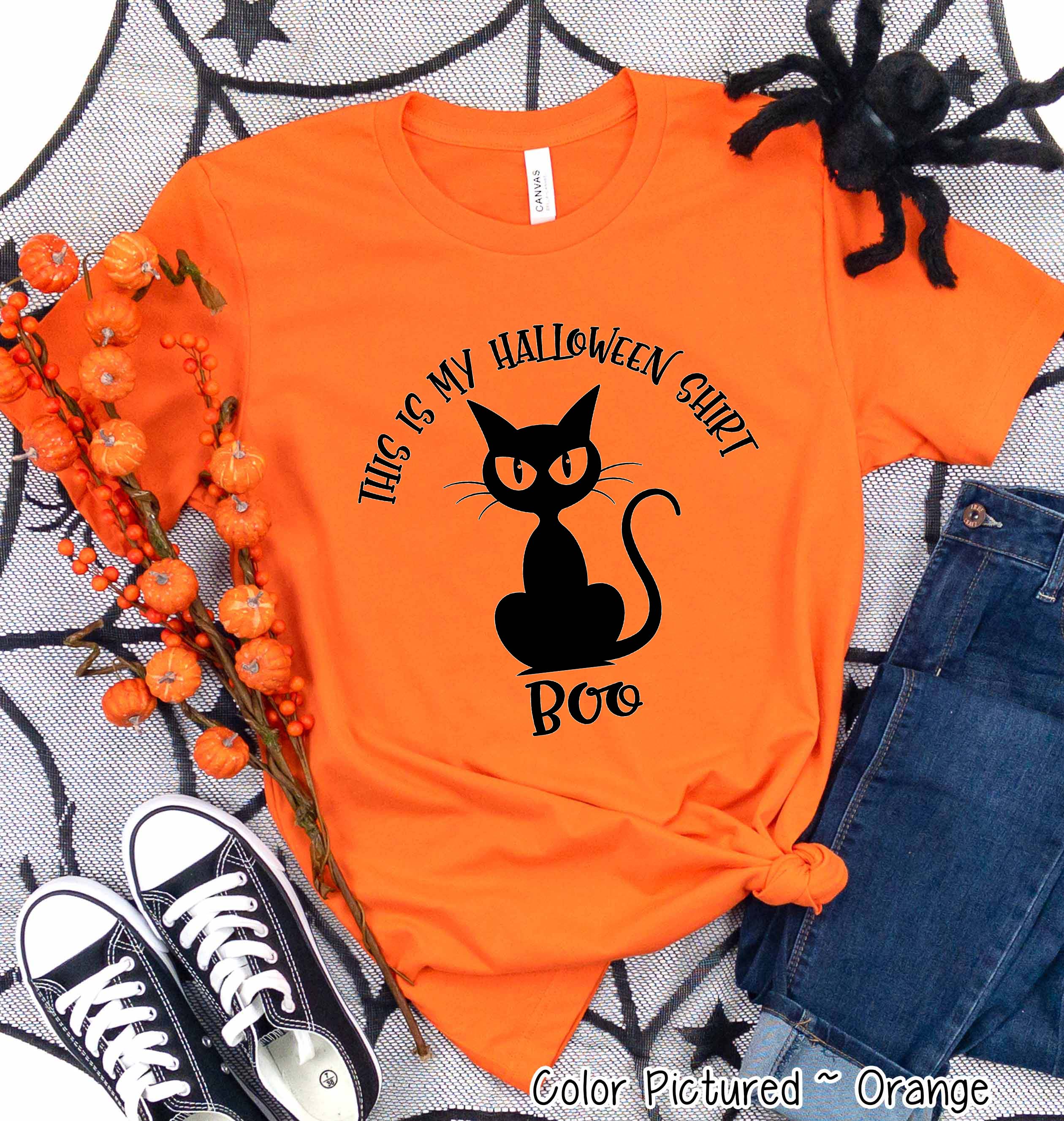 Black Cat Boo This Is My Halloween Shirt Halloween Tee