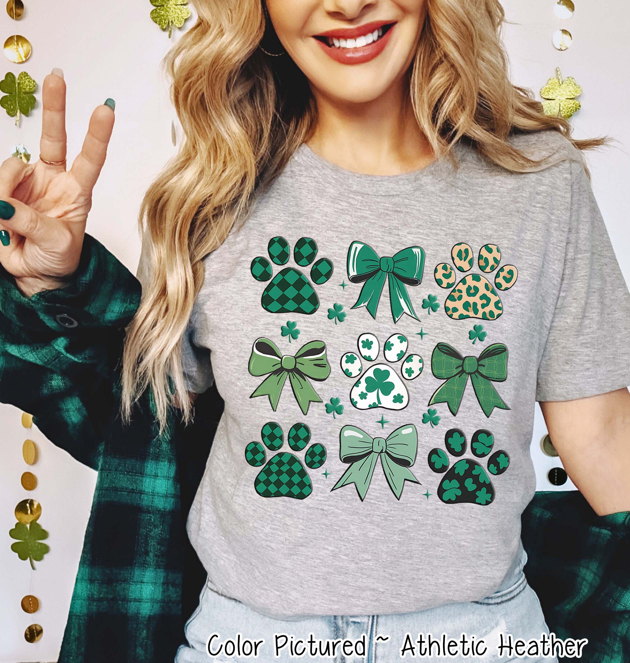 Coquette Paw And Bows St Patricks Day Tee or Sweatshirt